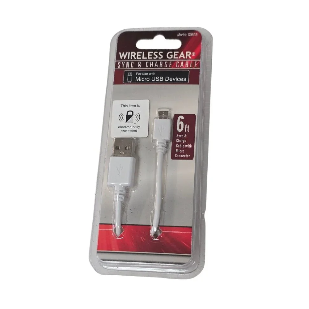 Wireless Gear 6 Ft Sync & Charge Micro USB Cable With Micro Connector